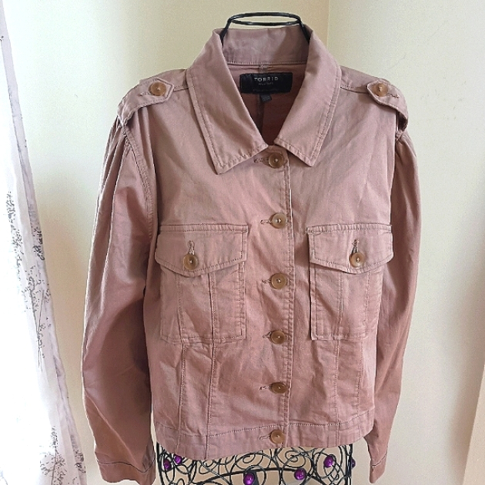 Torrid Cotton Cropped Jacket Chest Pockets size 18-20 - Picture 13 of 17